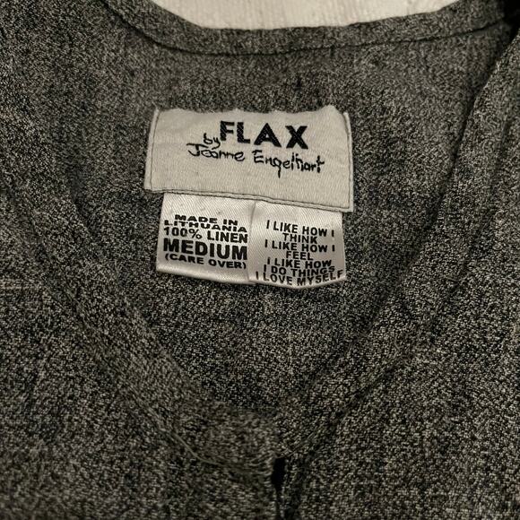 Flax 100% Linen Long Sleeve Top Gray Size M Artsy Boho Minimalist Beach Coastal - Picture 2 of 7